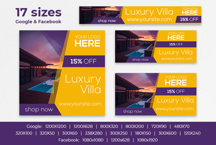 Luxury Vila – Free PSD Ads Templates for Google and Facebook preview image